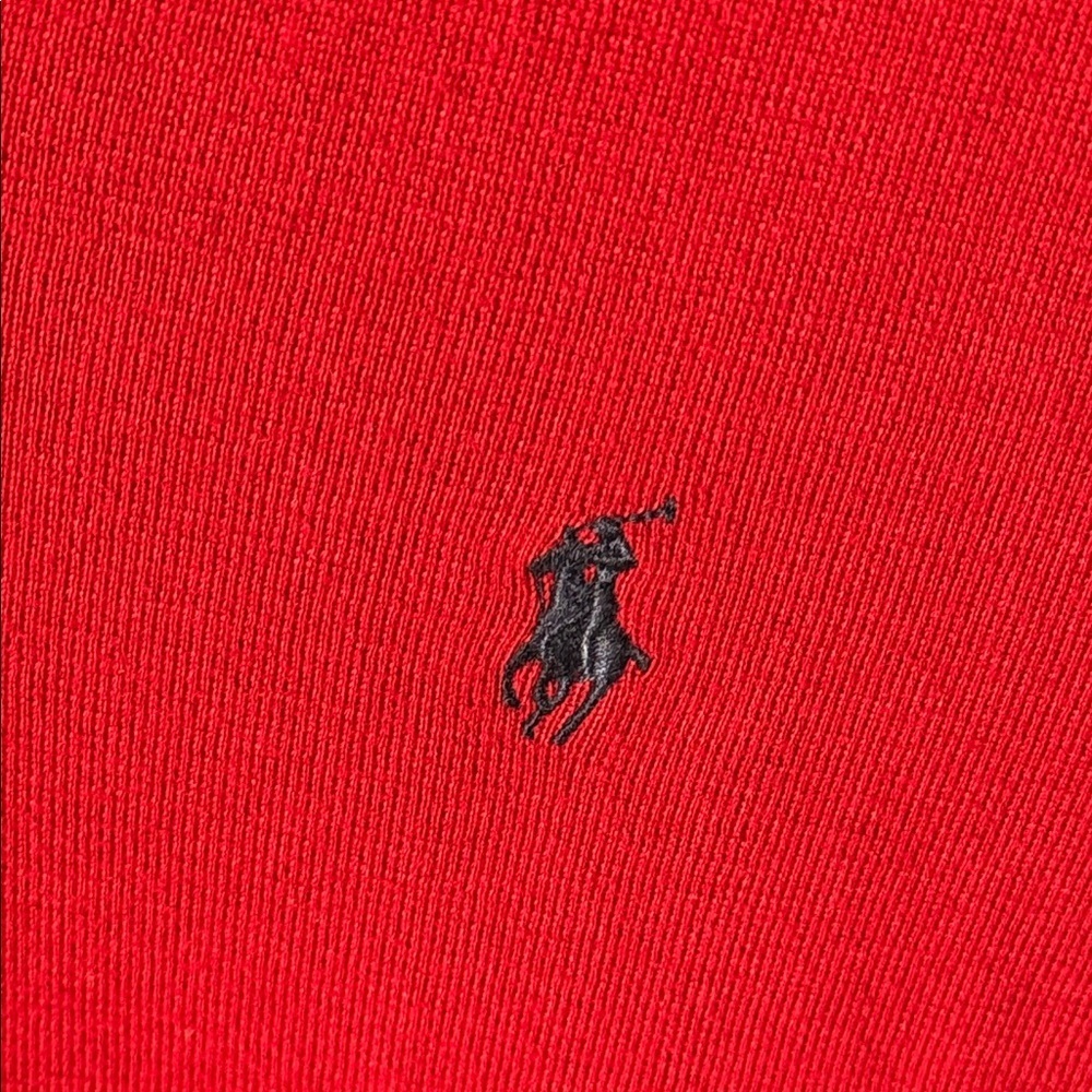 POLO by Ralph Lauren Red Pima Cotton Sweater Vest V-Neck Knit Pullover - Large - Picture 5 of 8